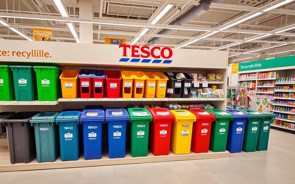 Tesco store recycling bin display